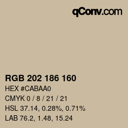 カラーコード: RGB 202 186 160 | qconv.com