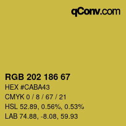 カラーコード: RGB 202 186 67 | qconv.com