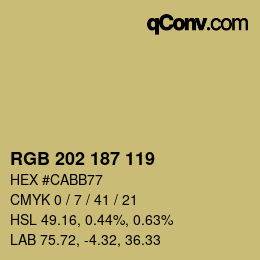 カラーコード: RGB 202 187 119 | qconv.com