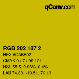 カラーコード: RGB 202 187 2 | qconv.com