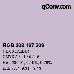 カラーコード: RGB 202 187 209 | qconv.com