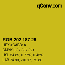 Color code: RGB 202 187 26 | qconv.com