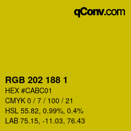Color code: RGB 202 188 1 | qconv.com