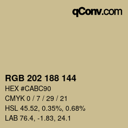 Color code: RGB 202 188 144 | qconv.com