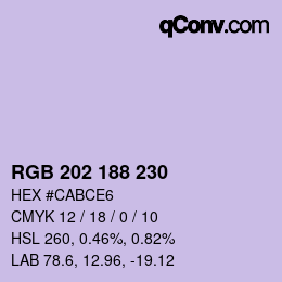 Color code: RGB 202 188 230 | qconv.com