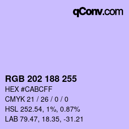 Color code: RGB 202 188 255 | qconv.com