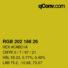 カラーコード: RGB 202 188 26 | qconv.com