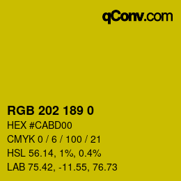 カラーコード: RGB 202 189 0 | qconv.com