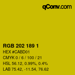 カラーコード: RGB 202 189 1 | qconv.com