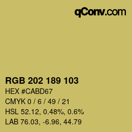 カラーコード: RGB 202 189 103 | qconv.com