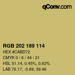 颜色代码: RGB 202 189 114 | qconv.com