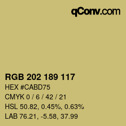 カラーコード: RGB 202 189 117 | qconv.com