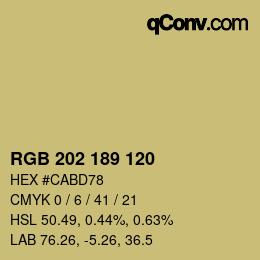 颜色代码: RGB 202 189 120 | qconv.com