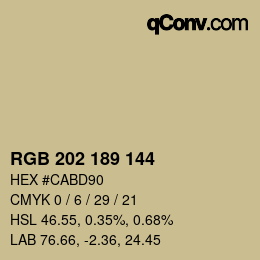 カラーコード: RGB 202 189 144 | qconv.com