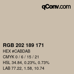カラーコード: RGB 202 189 171 | qconv.com