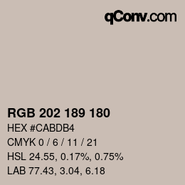 カラーコード: RGB 202 189 180 | qconv.com