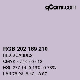 颜色代码: RGB 202 189 210 | qconv.com