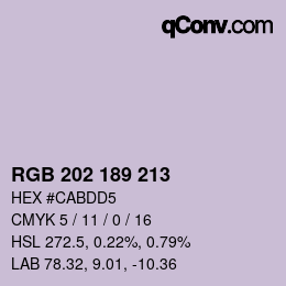 カラーコード: RGB 202 189 213 | qconv.com
