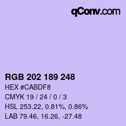 カラーコード: RGB 202 189 248 | qconv.com