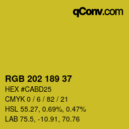 カラーコード: RGB 202 189 37 | qconv.com