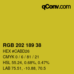 カラーコード: RGB 202 189 38 | qconv.com