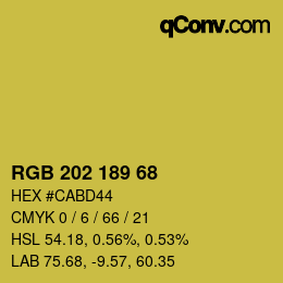 Color code: RGB 202 189 68 | qconv.com