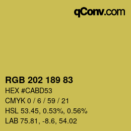 カラーコード: RGB 202 189 83 | qconv.com