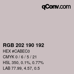 Color code: RGB 202 190 192 | qconv.com