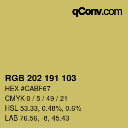 Color code: RGB 202 191 103 | qconv.com