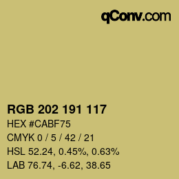カラーコード: RGB 202 191 117 | qconv.com