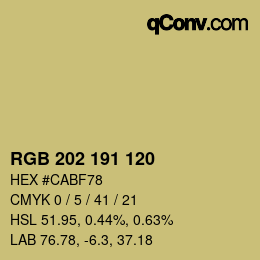 颜色代码: RGB 202 191 120 | qconv.com