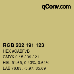 カラーコード: RGB 202 191 123 | qconv.com