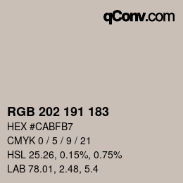 カラーコード: RGB 202 191 183 | qconv.com