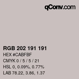 颜色代码: RGB 202 191 191 | qconv.com