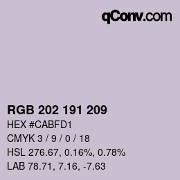 颜色代码: RGB 202 191 209 | qconv.com