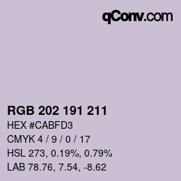 カラーコード: RGB 202 191 211 | qconv.com