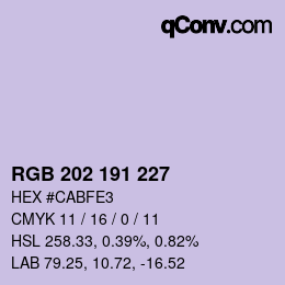 カラーコード: RGB 202 191 227 | qconv.com