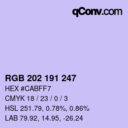 カラーコード: RGB 202 191 247 | qconv.com
