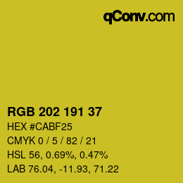 カラーコード: RGB 202 191 37 | qconv.com