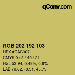 カラーコード: RGB 202 192 103 | qconv.com