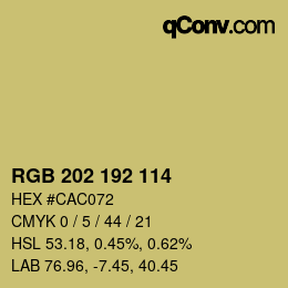 颜色代码: RGB 202 192 114 | qconv.com