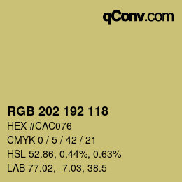 カラーコード: RGB 202 192 118 | qconv.com
