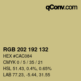 颜色代码: RGB 202 192 132 | qconv.com