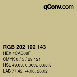 カラーコード: RGB 202 192 143 | qconv.com