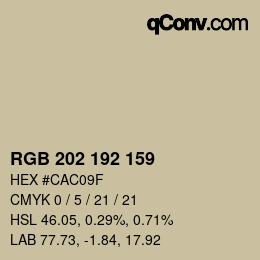 颜色代码: RGB 202 192 159 | qconv.com