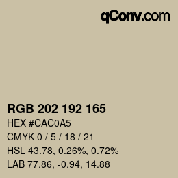 颜色代码: RGB 202 192 165 | qconv.com