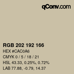 Code couleur: RGB 202 192 166 | qconv.com