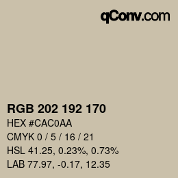 颜色代码: RGB 202 192 170 | qconv.com