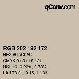 カラーコード: RGB 202 192 172 | qconv.com