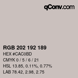カラーコード: RGB 202 192 189 | qconv.com